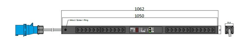 PDU IEX PIML 55x55mm, 24 x IEX (C13/C19 Combo), schwarz