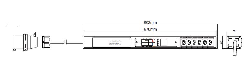 PDU IEX PIM 60x72mm, 6 x IEX (C13/C19 Combo), schwarz