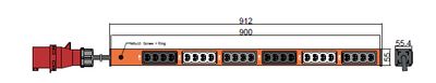 PDU IEX BASIC 55x55.4mm, 24 x IEX (C13/C19 Combo) orange