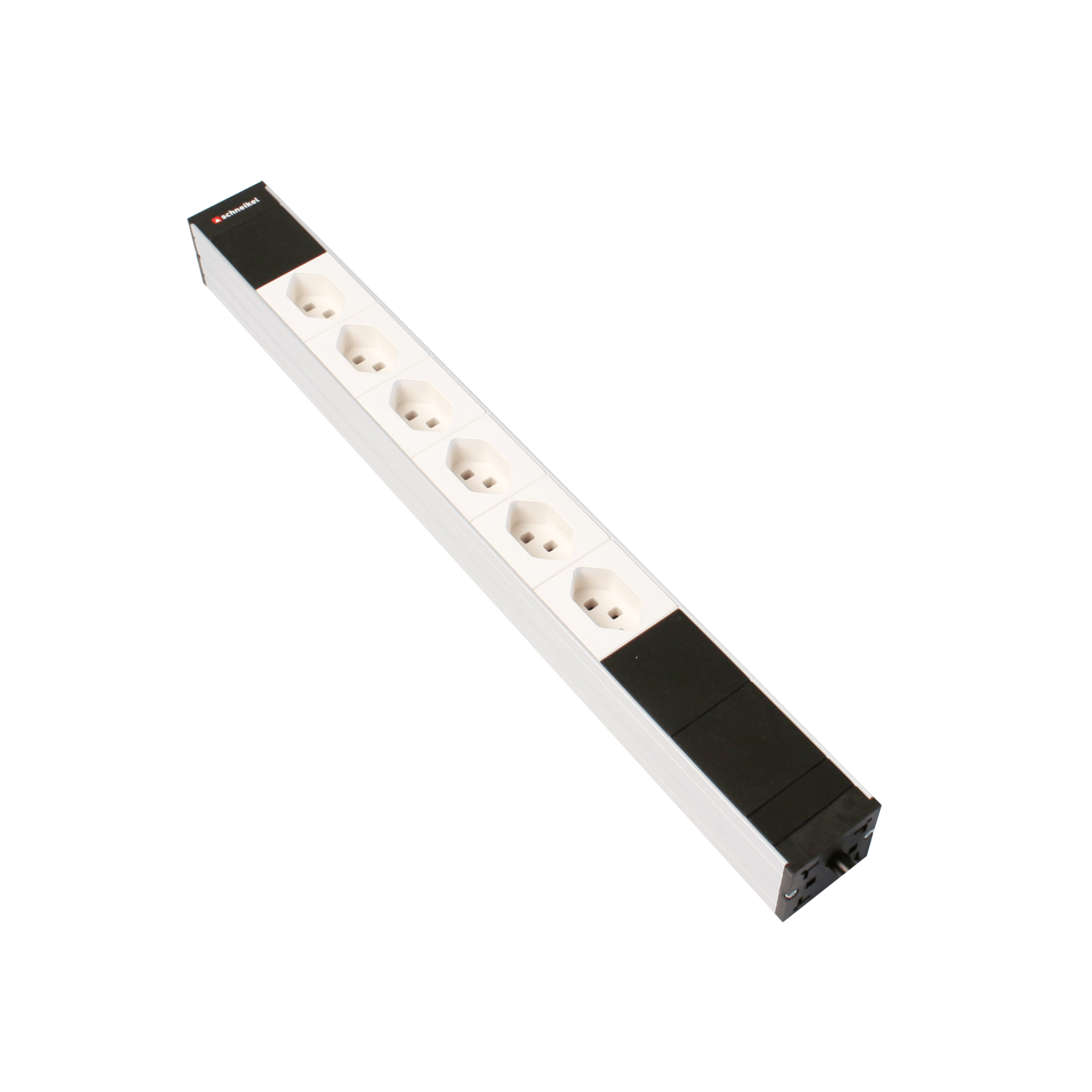 Steckdosenleiste 19&quot; 1HE 6×T23 weiss Stecker T23