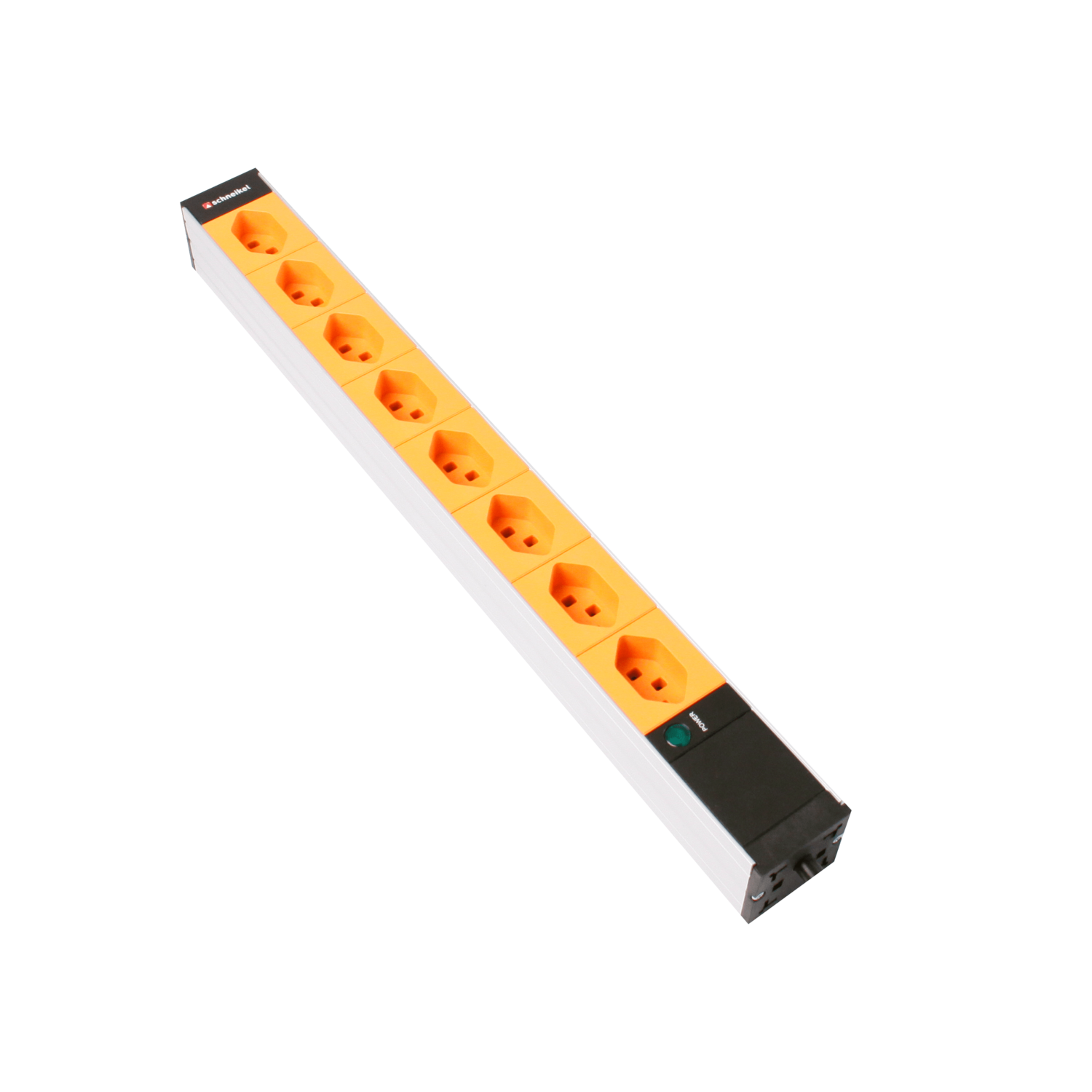 Steckdosenleiste 19" 1HE 8×T23 orange Stecker T23 mit Power Anzeige