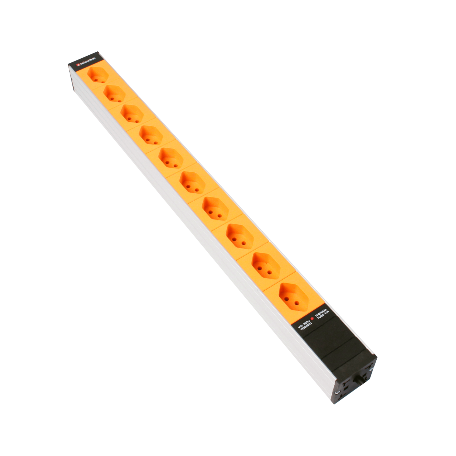 Steckdosenleiste 1HE 10×T13 orange Stecker Typ 12 mit Protector