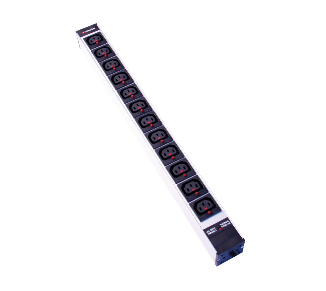 Steckdosenleiste 1HE 12xC13 lock schwarz Stecker C14 mit Protector