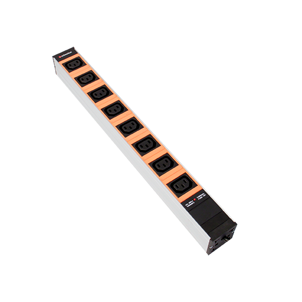 Steckdosenleiste 19&quot;, 1HE, 8xC13 orange Stecker Typ F mit Protector