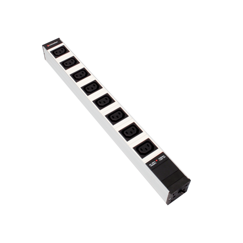 Steckdosenleiste 19&quot;, 1HE, 8xC13 weiss Stecker T12 mit Protector