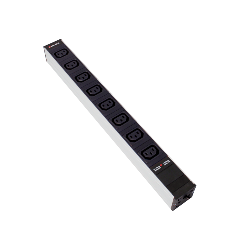 Steckdosenleiste 19&quot;, 1HE, 8xC13 schwarz Stecker Typ F mit Protector