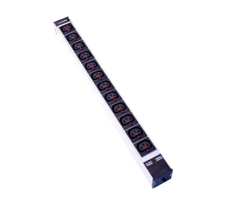 Steckdosenleiste 1HE 12xC13 lock schwarz Stecker Typ F mit Protector
