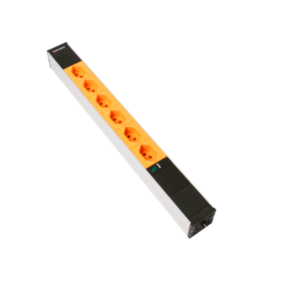 Steckdosenleiste 19&quot; 1HE 6×T23 schwarz Stecker T23 mit Power Anzeige