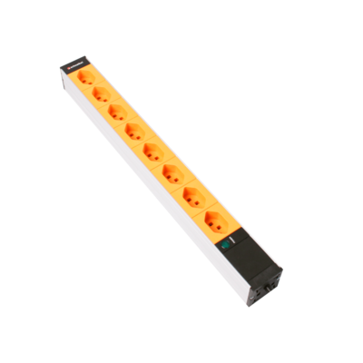 Steckdosenleiste 19&quot; 1HE 8×T23 orange Stecker T23 mit Power Anzeige
