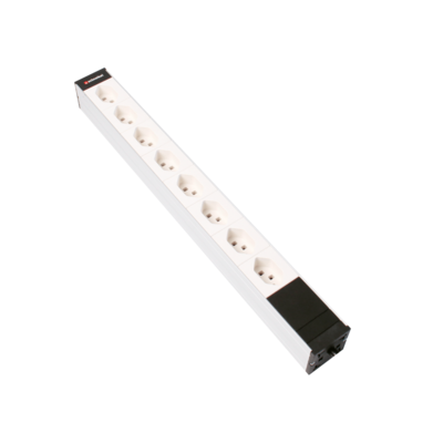 Steckdosenleiste 19&quot; 1HE 8×T23 weiss Stecker T23