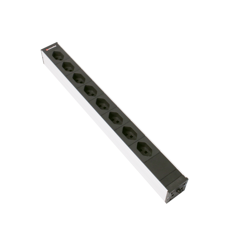 Steckdosenleiste 19&quot; 1HE 8×T23 schwarz Stecker T23