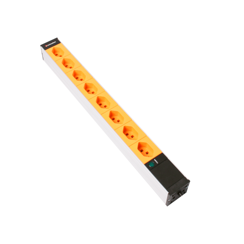 Steckdosenleiste 19&quot; 1HE 8×T23 orange Stecker T23 mit Power Anzeige