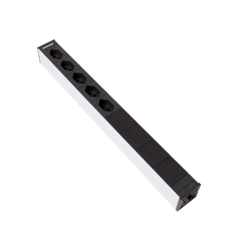 Steckdosenleiste 19&quot; 1HE 5×T23  schwarz Stecker T23