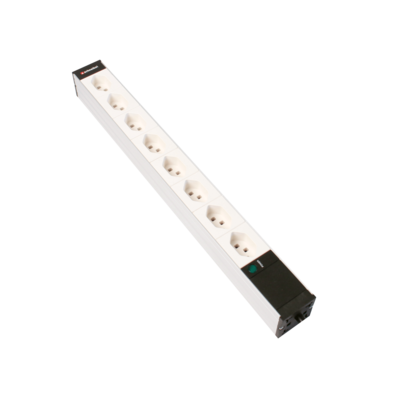 Steckdosenleiste 19&quot; 1HE 8×T23 weiss Stecker T23 mit Power Anzeige