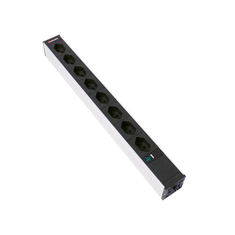 Steckdosenleiste 19&quot; 1HE 8×T23 schwarz Stecker T23 mit Power Anzeige