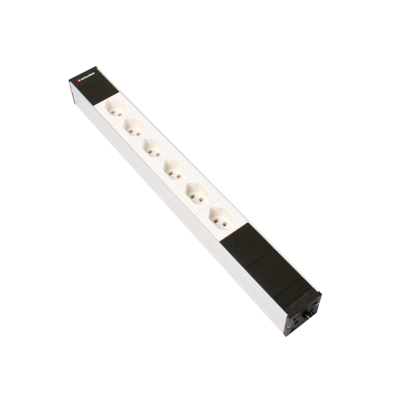 Steckdosenleiste 19&quot; 1HE 6×T23 weiss Stecker T23