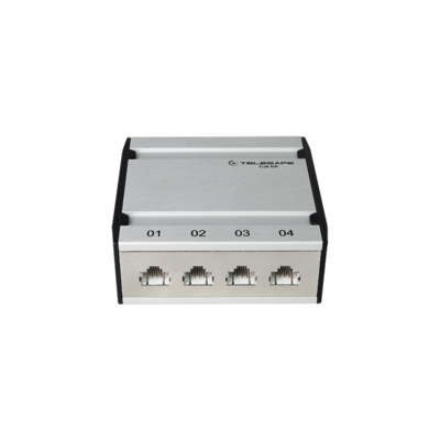 Patch box mini 4×RJ45 Kat.6a STP, al-gu, geschirmt