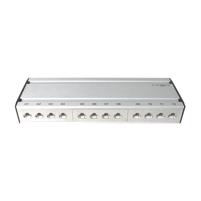 Patch box mini 12×RJ45 Kat.6a STP, al-gu, geschirmt