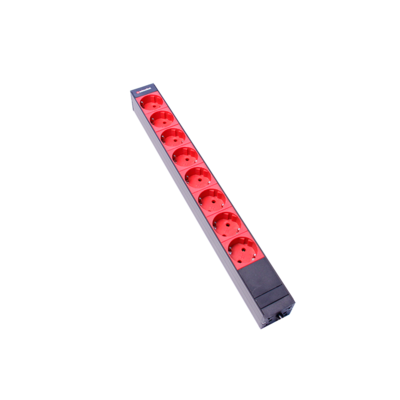 Steckdosenleiste 19&quot; 1HE 8xTyp F (CEE 7/3) rot (Schutzkontakt), Stecker C20