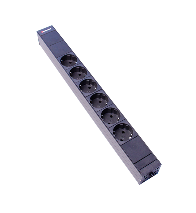 Steckdosenleiste 19&quot; 1HE, 6 x Typ F (CEE 7/3) schwarz (Schutzkontakt)