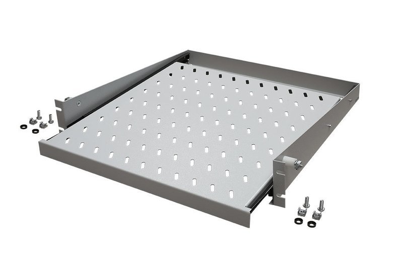 19&quot; Tablar 2HE, ausziehbar, 455mm Tiefe, 20Kg, RAL7035, Frontmontage