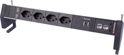 PDU Steckdosenleiste 4×T13 2×RJ45 für Tischanbau PDU Steckdosenleiste 4×T13 2×RJ45 für Tischanbau