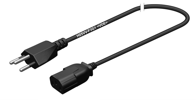 Apparatekabel schwarz T12-C13, 2.00 m