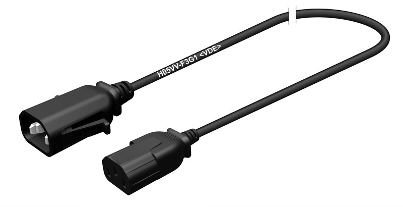 Apparatekabel schwarz C14-C13, Stecker verriegelt, 0.50 m