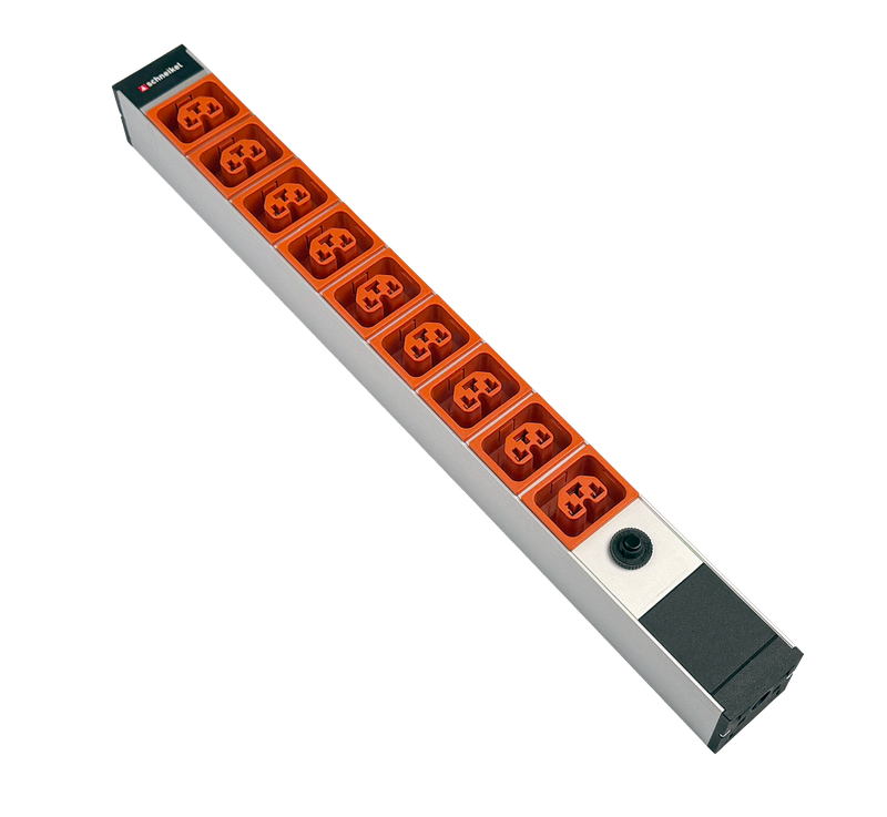 Steckdosenleiste 19" 1HE, 9 x IEX (C13/C19 Combo) orange, Thermal Fuse 10A