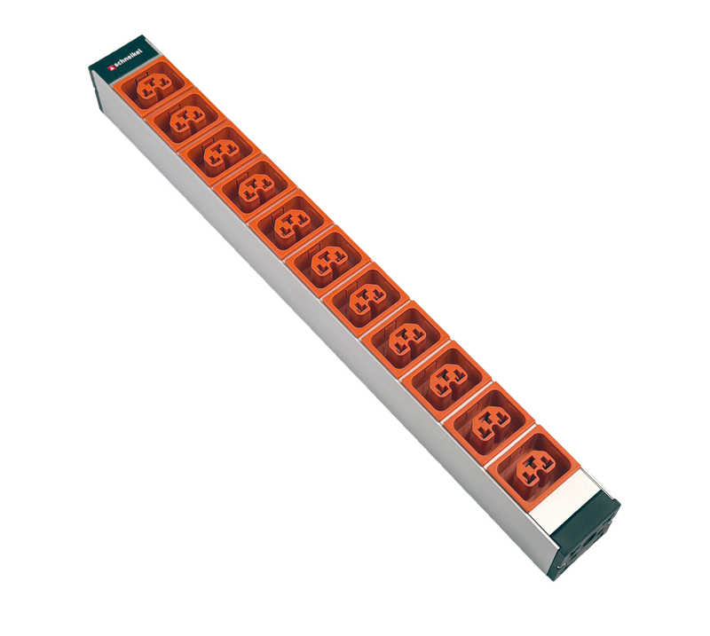 Steckdosenleiste 19" 1HE, 11 x IEX (C13/C19 Combo) orange
