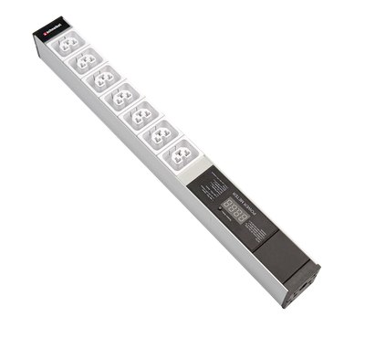 Steckdosenleiste 19" 1HE, 7 x IEX (C13/C19 Combo) weiss, Power Meter