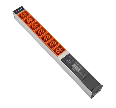 Steckdosenleiste 19" 1HE, 7 x IEX (C13/C19 Combo) orange, Power Meter