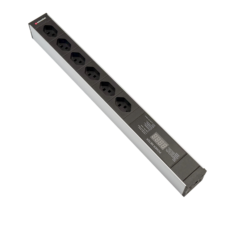 Steckdosenleiste 19" 1HE, 6 x T23 schwarz, Power Meter