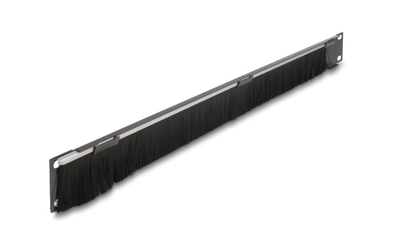 19" Blindplatte 1HE, schwarz mit Kabeldurchführung offen
