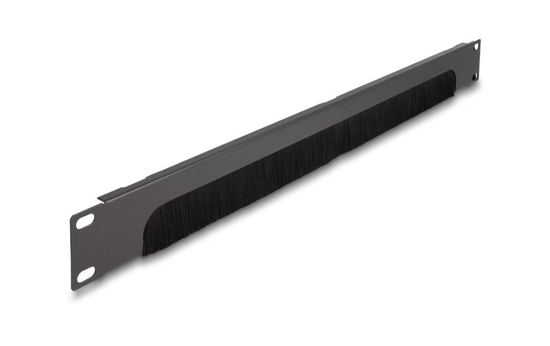 19" Blindplatte 1HE, schwarz mit Kabeldurchführung offen