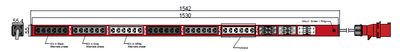 PDU IEX BASIC 55x55mm, 36 x IEX (C13/C19 Combo), rot