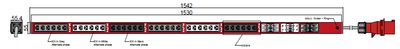 PDU IEX BASIC 55x55mm, 36 x IEX (C13/C19 Combo), rot