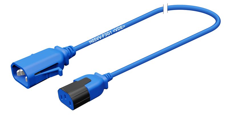 Apparatekabel blau C14-C13, Stecker verriegelt, 0.50 m
