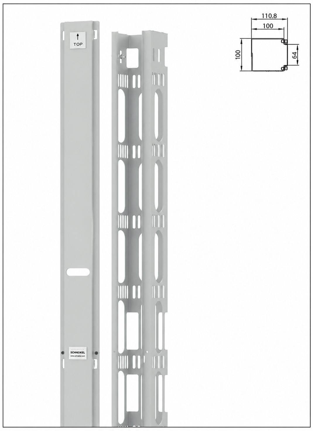Vertikaler Kabelmanager, 42HE, 100x111mm, RAL7035