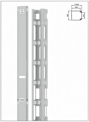 Vertikaler Kabelmanager, 42HE, 100x111mm, RAL7035