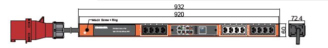 PDU IEX PIM 60x72mm, 12 x IEX (C13/C19), orange