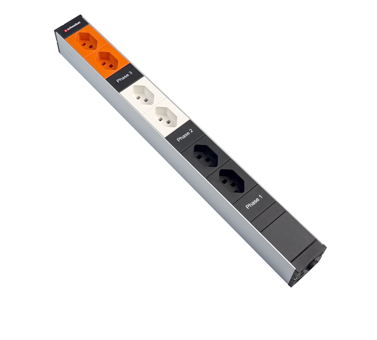 Steckdosenleiste 19" 1HE, 2 x T23 weiss, 2 x T23 schwarz, 2 x T23 orange, 3-Phasig