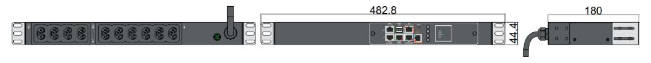PDU PIM 44.4x160mm, 10 x IEX (C13/C19 Combo), schwarz