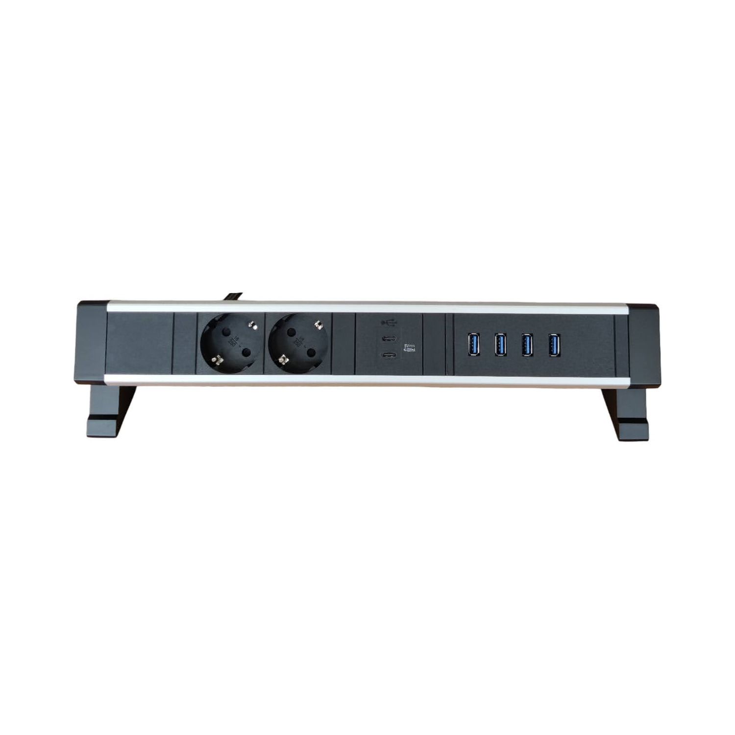 PDU Desk Mountain, 2 x Schuko schwarz, 4-fach USB-HUB 3.0, USB C+C