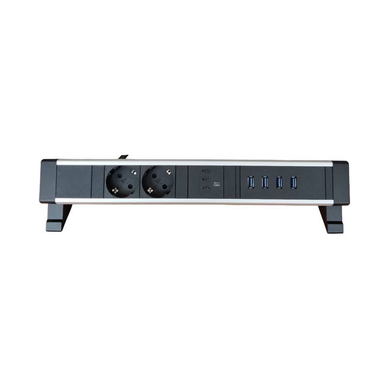 PDU Desk Mountain, 2 x Schuko schwarz, 4-fach USB-HUB 3.0, USB C+C