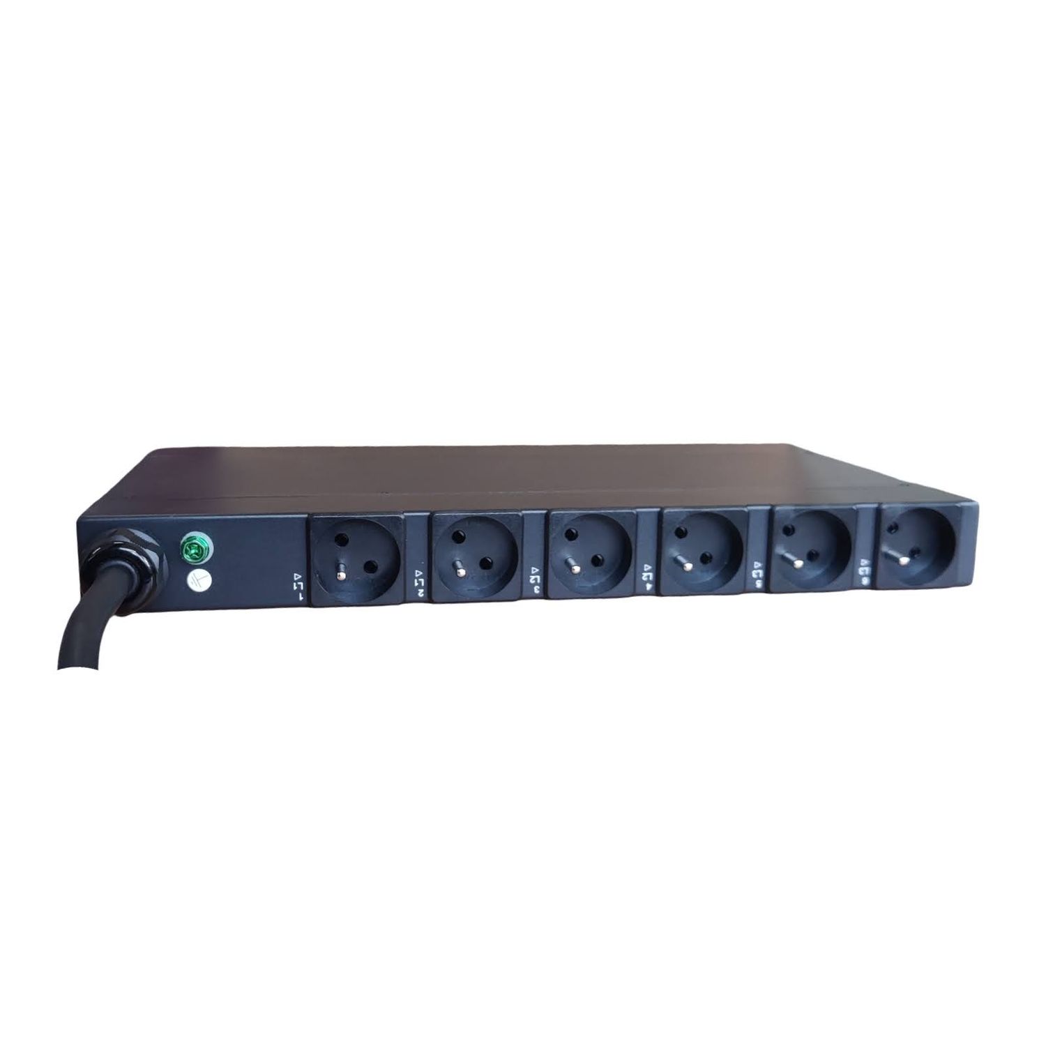 19" PDU POMS 44.4x160mm, 6 x FR Schuko UTE, schwarz