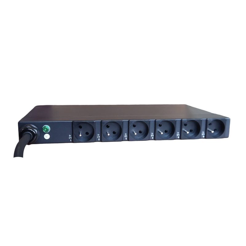 19" PDU POMS 44.4x160mm, 6 x FR Schuko UTE, schwarz