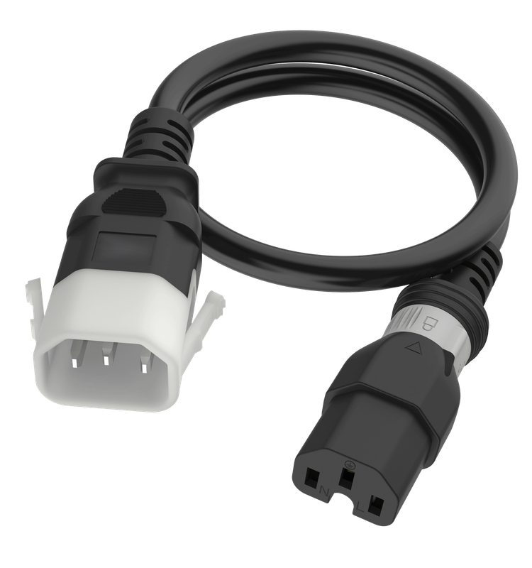 Apparatekabel schwarz C14-C15, 2.00m, DualLock