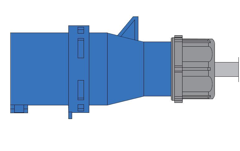 Stecker CEE16-3, 16A, 3-polig, blau, 6h