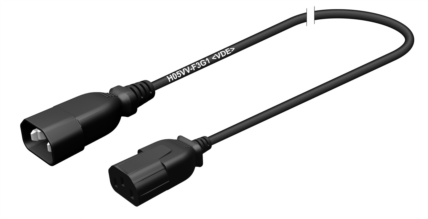 Apparatekabel schwarz C14-C13, 1.00 m